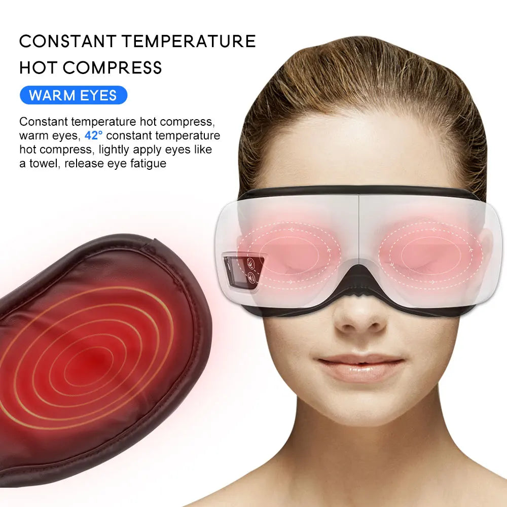 Eye Massager 6D Smart Airbag Vibration and Heat Function Technology with Portable Feature