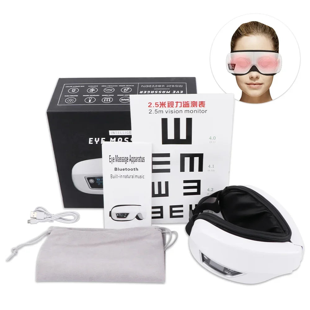 Eye Massager 6D Smart Airbag Vibration and Heat Function Technology with Portable Feature