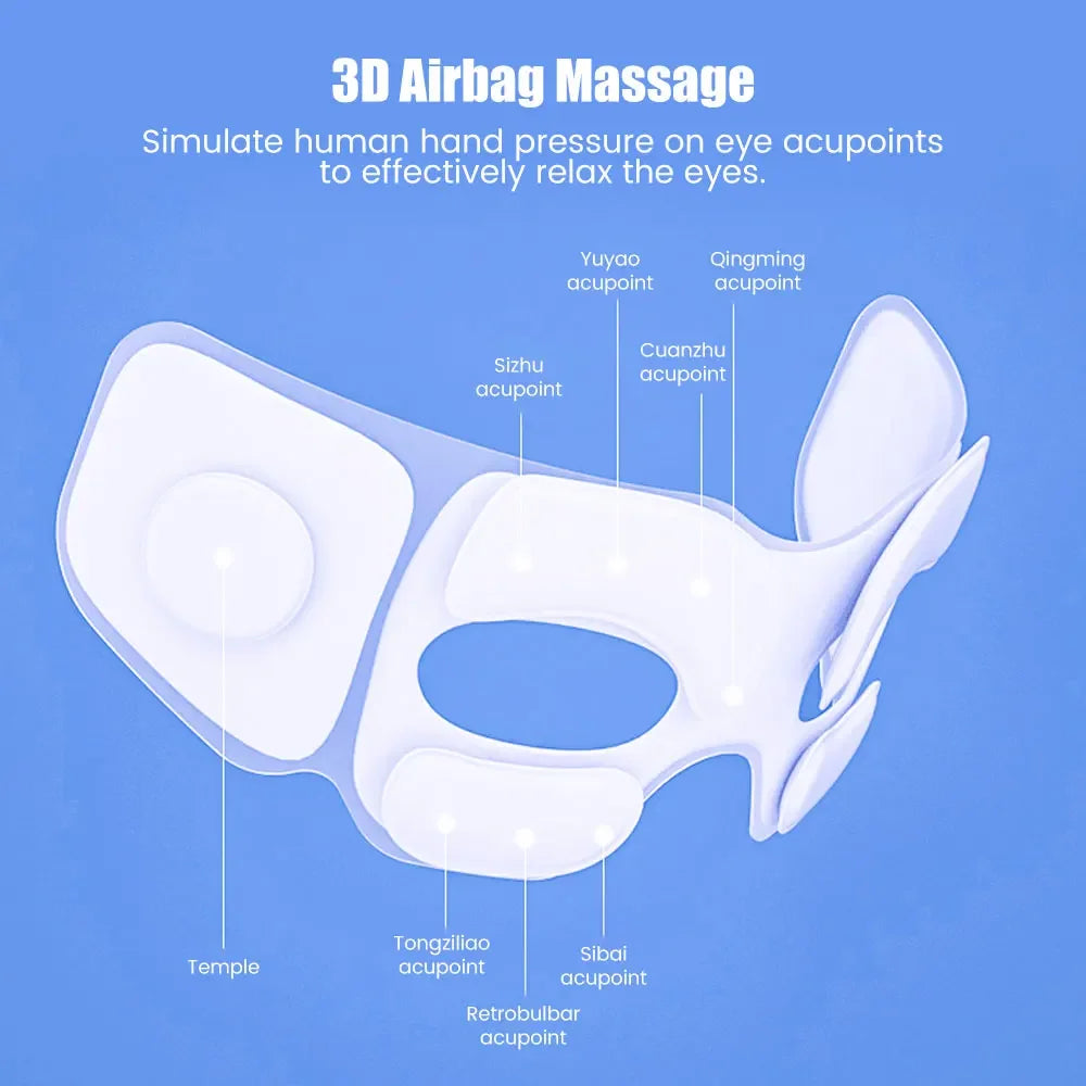Eye Massager 6D Smart Airbag Vibration and Heat Function Technology with Portable Feature