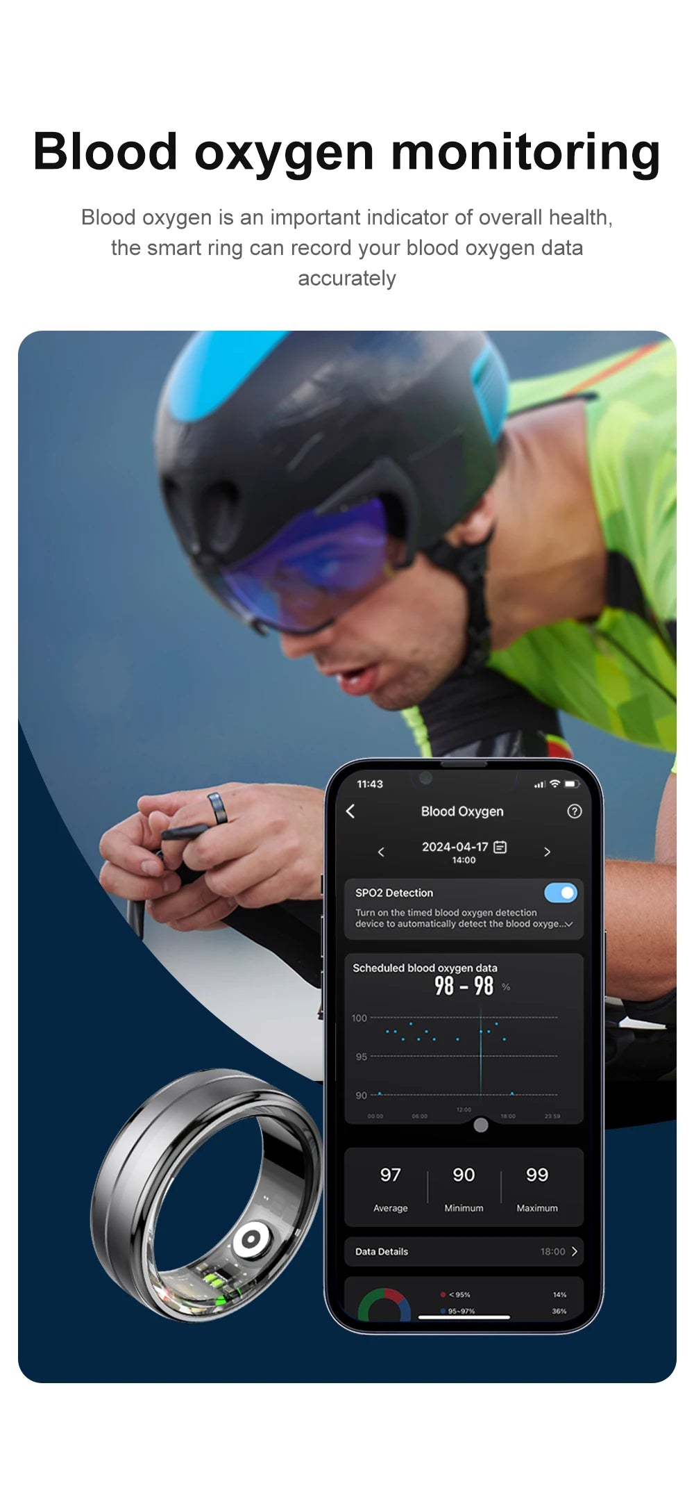 COLMI Military Grade Titanium Steel Shell Classical Smart Health Ring IP68 Waterproof Technology 24/7 with Health Tracking and Sleep Monitoring