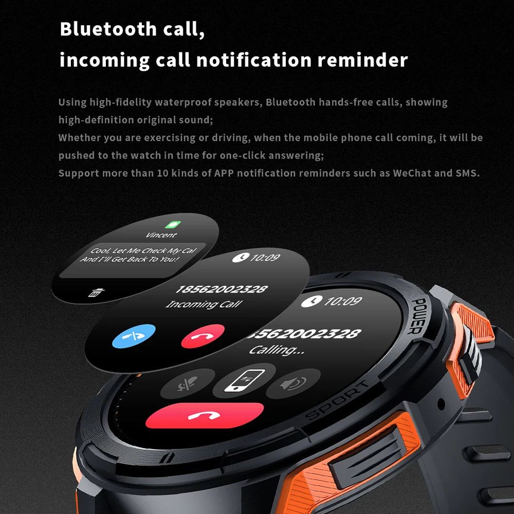 C25 Smart Waterproof Watch for Men Bluetooth Call 1.43inch AMOLED HD Screen AI Voice 410mAh Battery