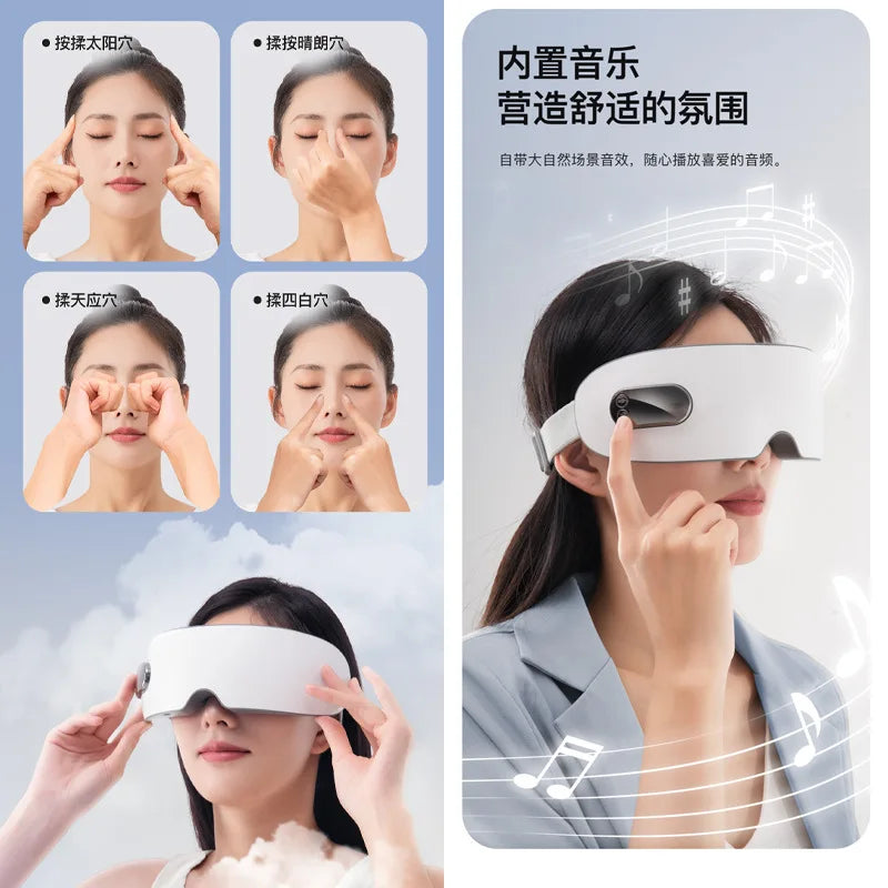 Electric Steam Eye Massager with Soothing Steam Therapy and Air Pressure Features