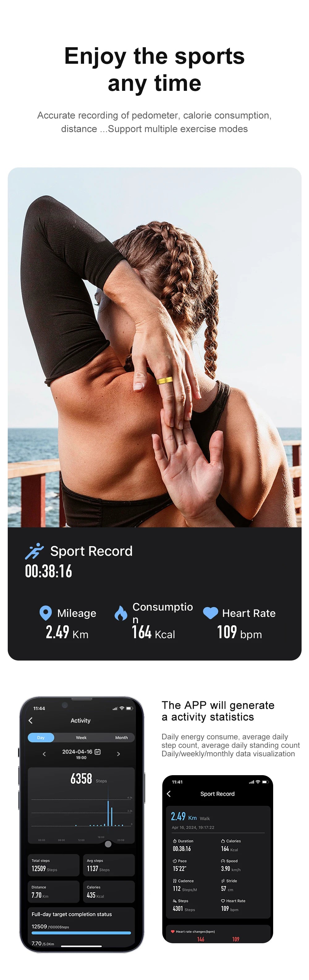 COLMI Military Grade Titanium Steel Shell Classical Smart Health Ring IP68 Waterproof Technology 24/7 with Health Tracking and Sleep Monitoring