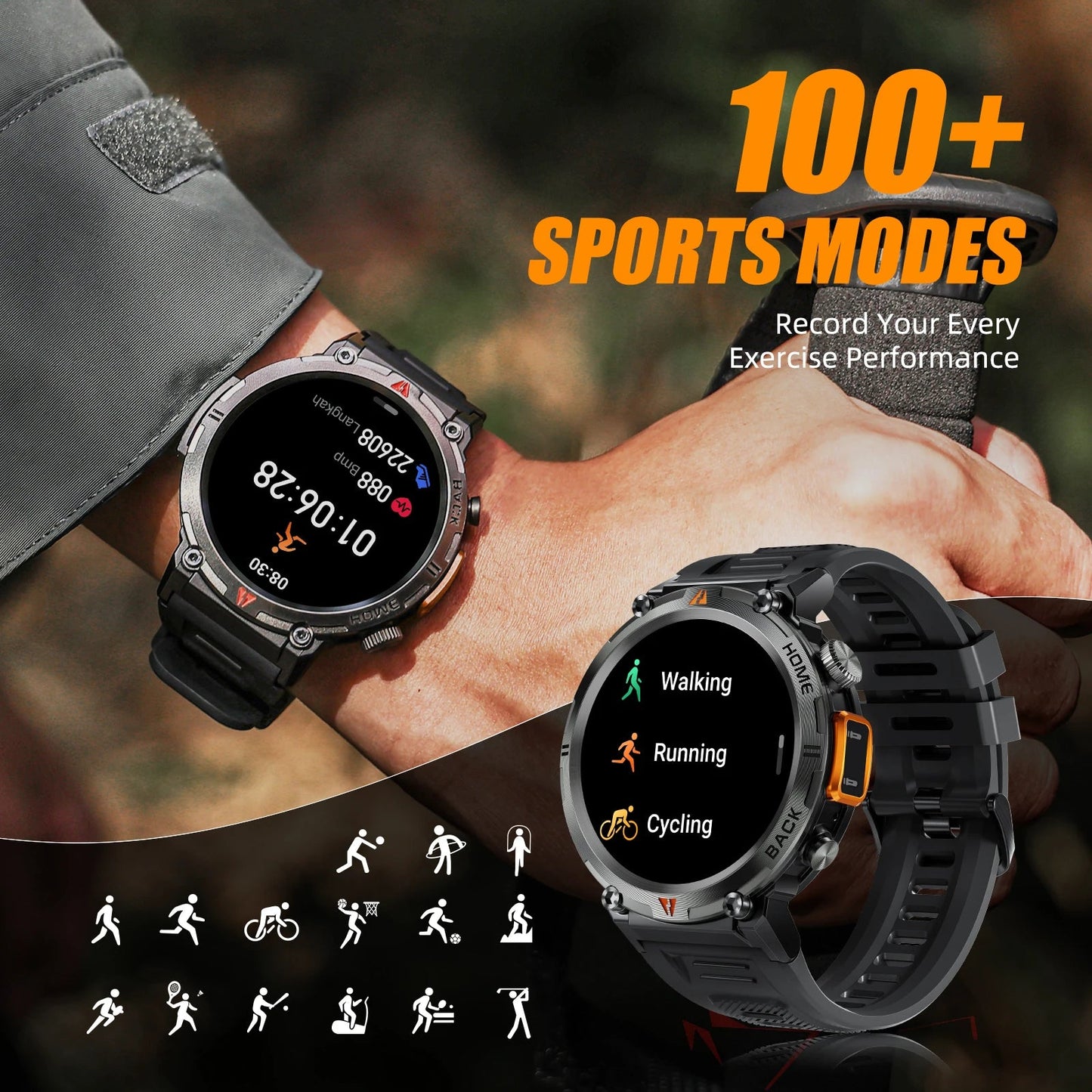 EIGIIS KE3 Smart Military Watch 3ATM Waterproof Original Design HD Display 24/7 Health Monitoring For Men