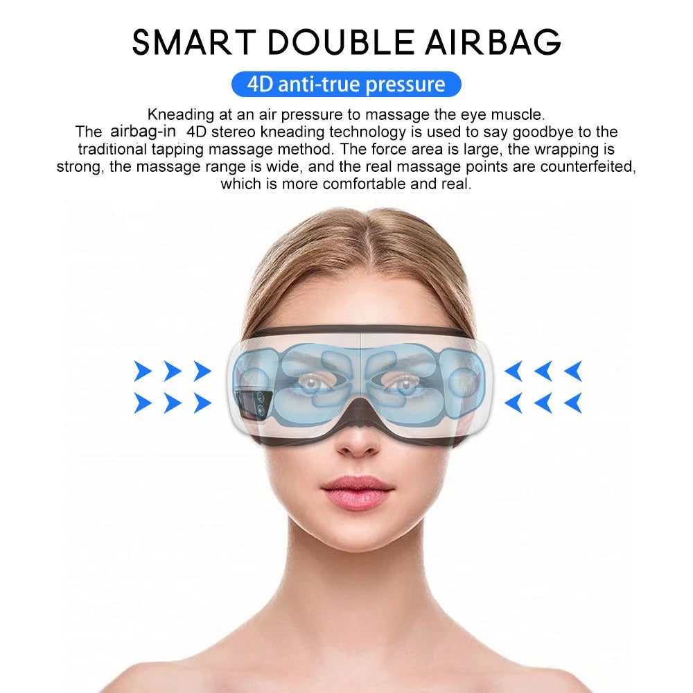 Eye Massager 6D Smart Airbag Vibration and Heat Function Technology with Portable Feature