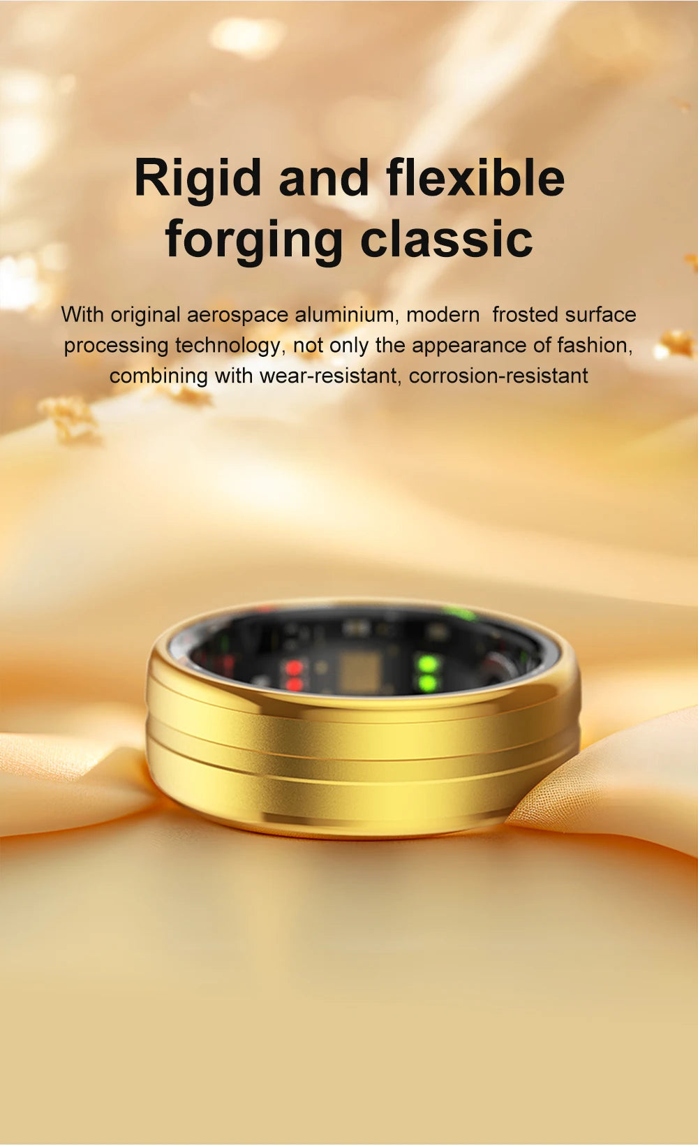 COLMI Military Grade Titanium Steel Shell Classical Smart Health Ring IP68 Waterproof Technology 24/7 with Health Tracking and Sleep Monitoring