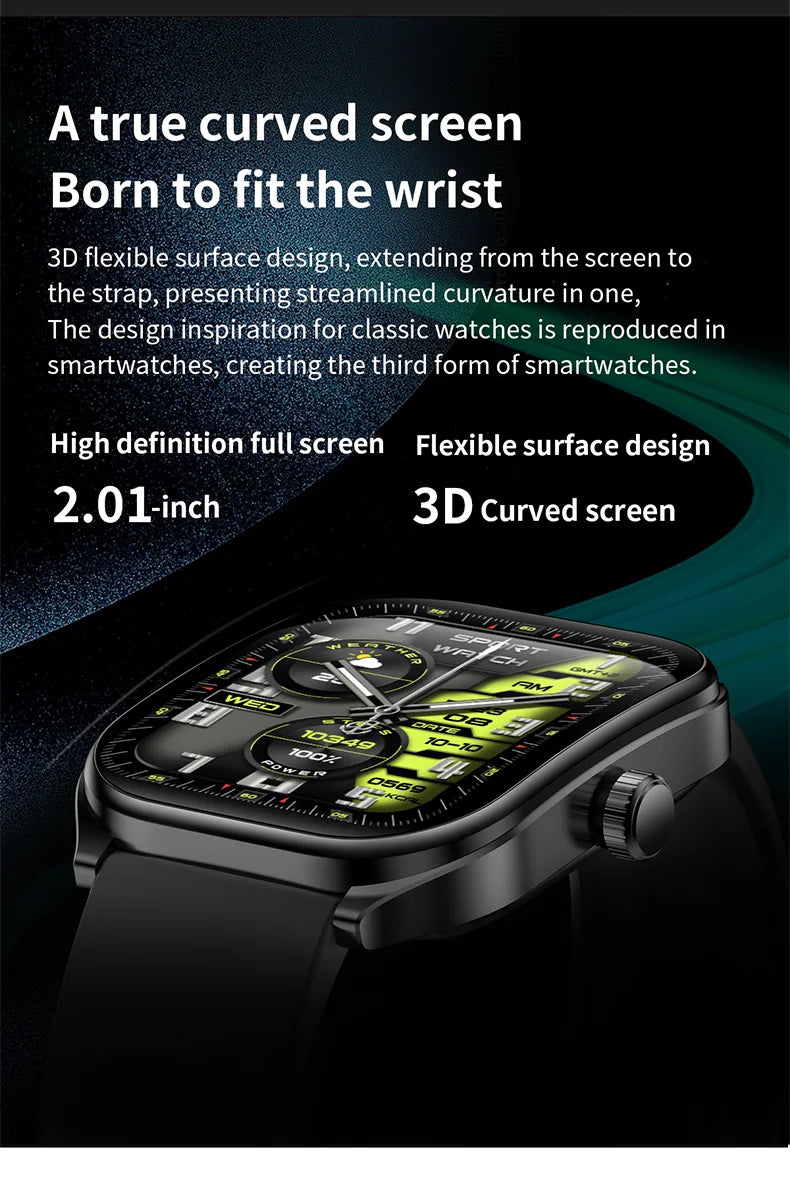 Aolon 2.01" Curved Screen Smartwatch for Men