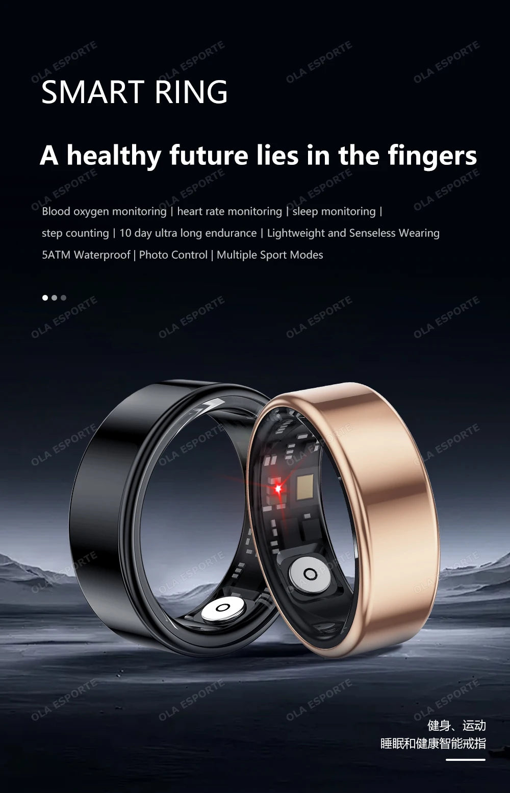 New Smart Ring Military Grade Titanium Steel Shell