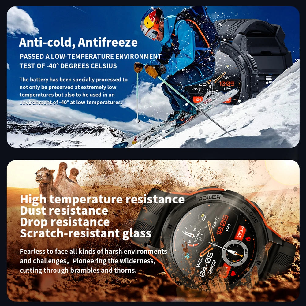 C25 Smart Waterproof Watch for Men Bluetooth Call 1.43inch AMOLED HD Screen AI Voice 410mAh Battery