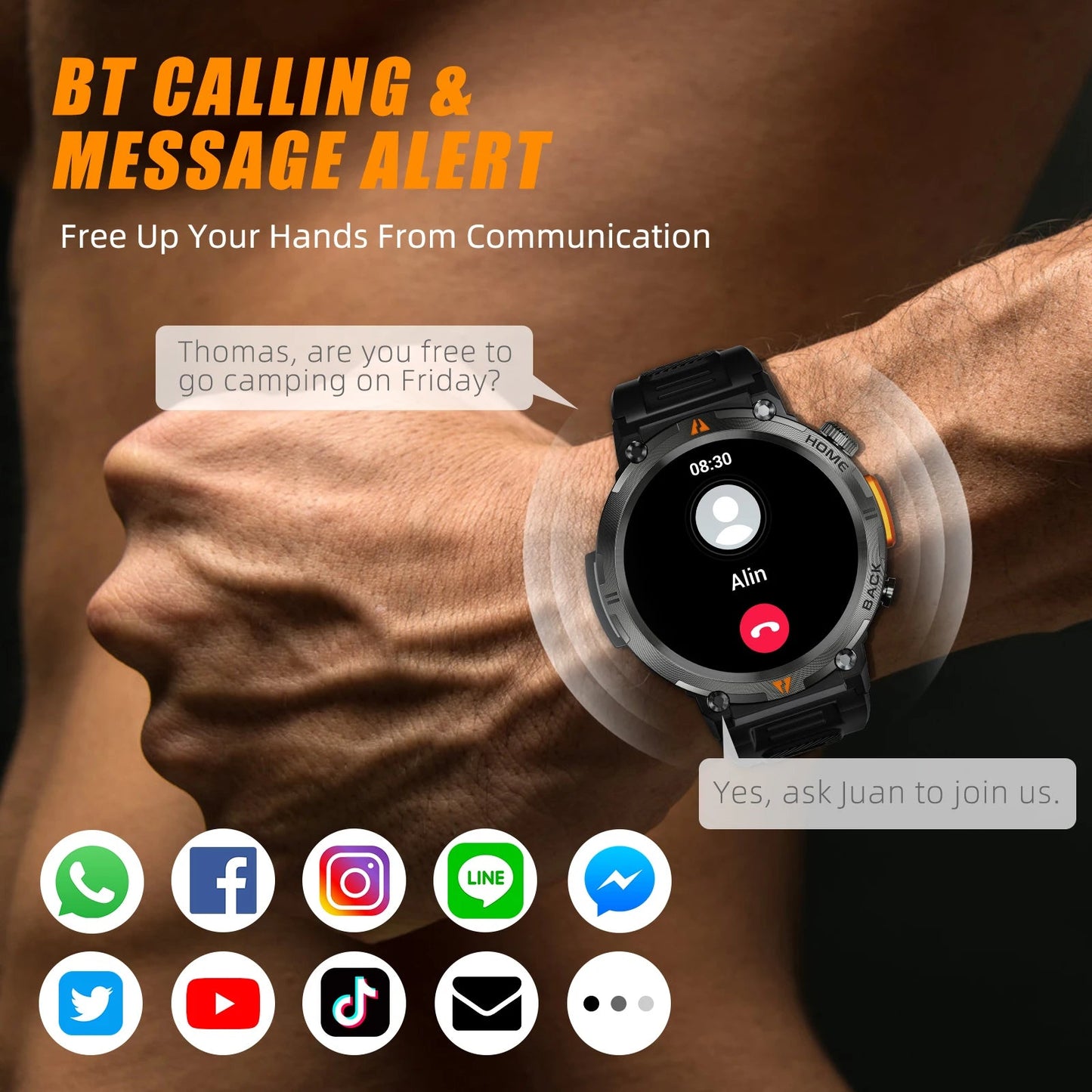EIGIIS KE3 Smart Military Watch 3ATM Waterproof Original Design HD Display 24/7 Health Monitoring For Men