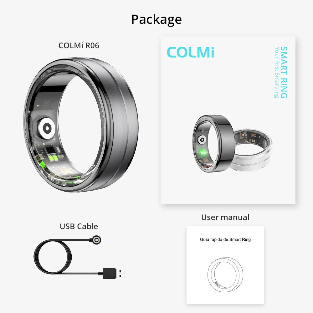 COLMI Military Grade Titanium Steel Shell Classical Smart Health Ring IP68 Waterproof Technology 24/7 with Health Tracking and Sleep Monitoring