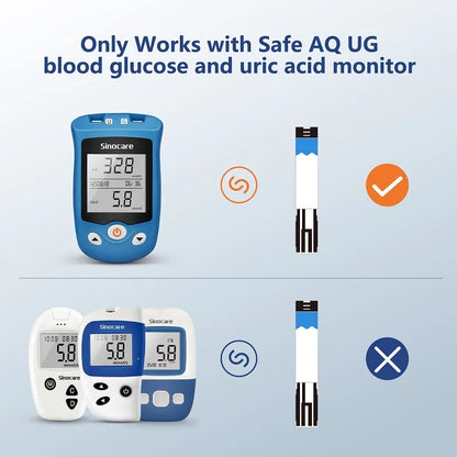 Sinocare Safe AQ UG mg/dL Blood Glucose & Uric Acid Meter