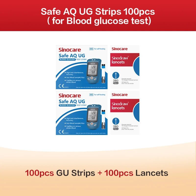 Sinocare Safe AQ UG mg/dL Blood Glucose & Uric Acid Meter