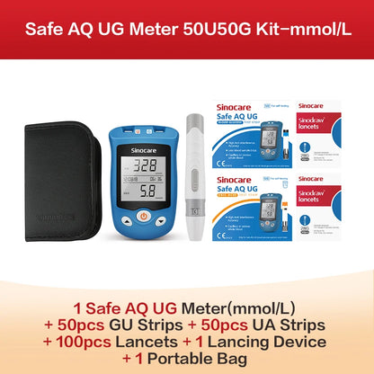 Sinocare Safe AQ UG mg/dL Blood Glucose & Uric Acid Meter