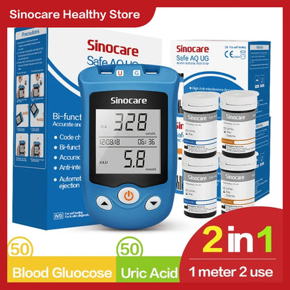Sinocare Safe AQ UG mg/dL Blood Glucose & Uric Acid Meter