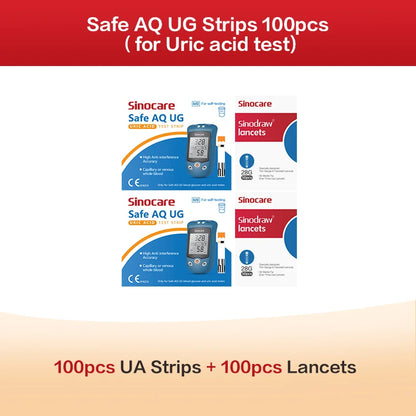 Sinocare Safe AQ UG mg/dL Blood Glucose & Uric Acid Meter