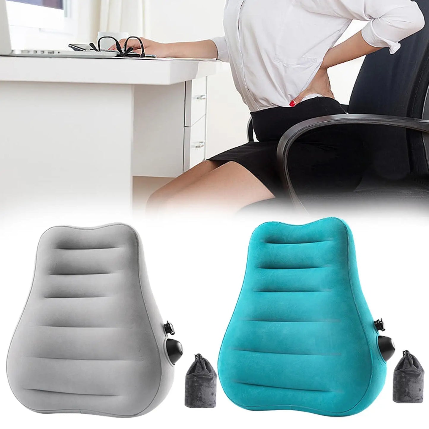 Inflatable Lumbar Rest Pillow Easy to Inflate for Office Reading Sleeping